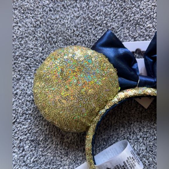 Disney Parks Ear Headband Gold Sequin Navy Blue Mickey Mouse Ears - Picture 7 of 10